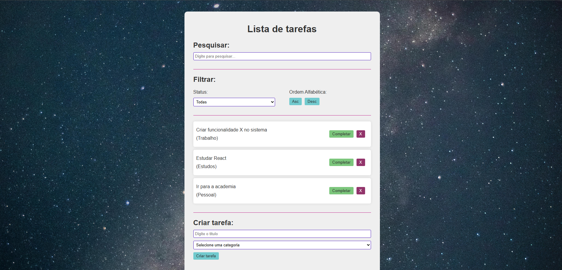 web app de lista de tarefas.